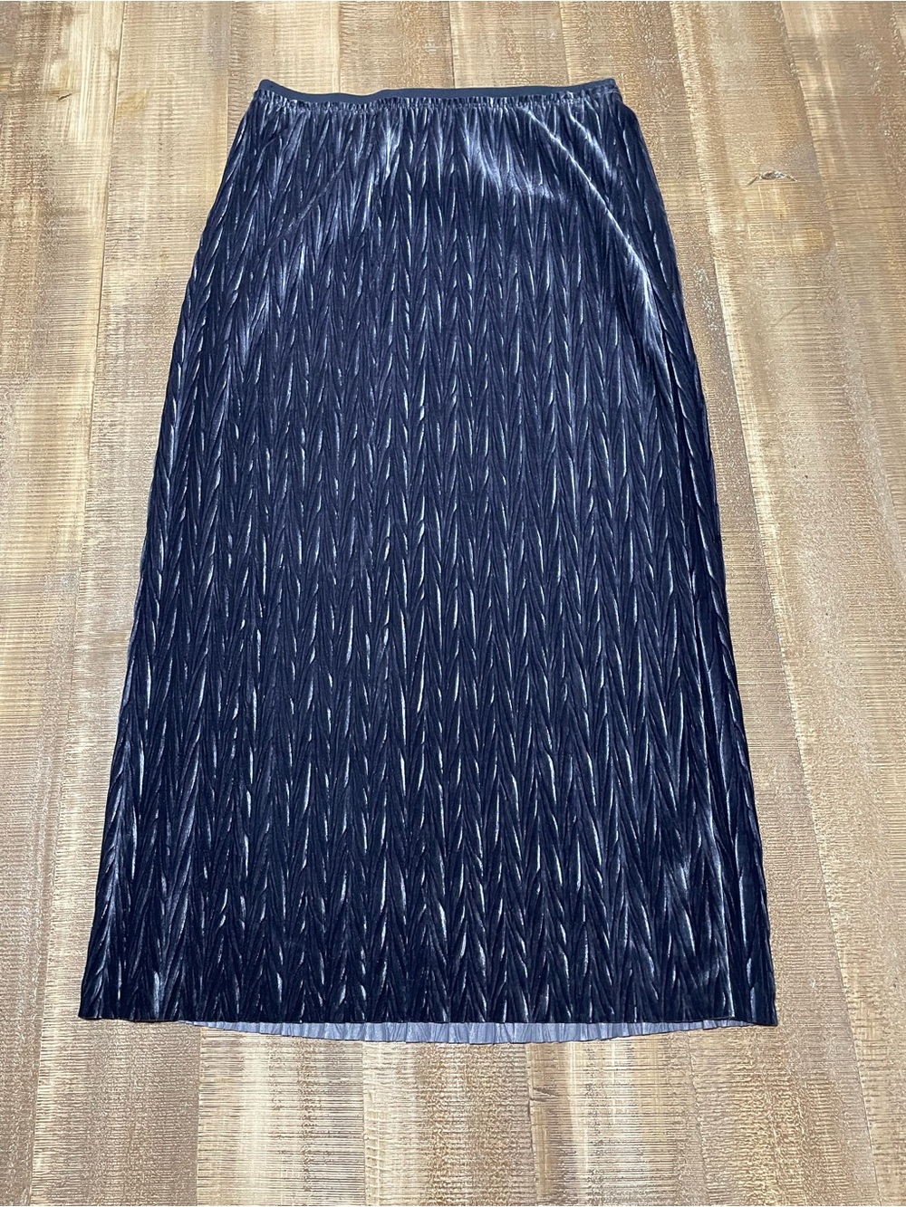 Maeve by Anthropologie Metallic Navy Pleated Maxi Skirt